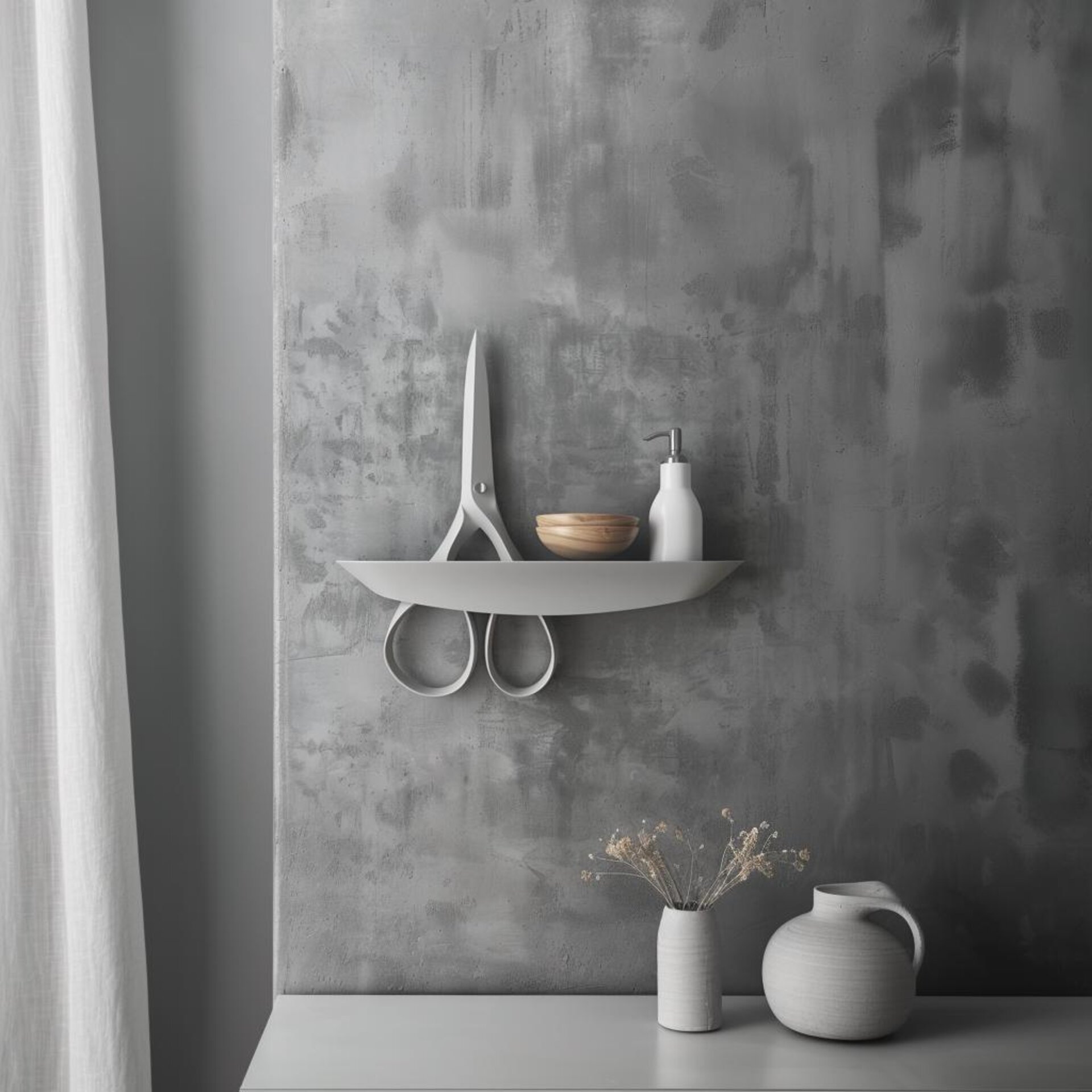Étagère Murale Ciseaux Imprimée en 3D | Design d'Étagère Flottante Artistique Moderne | Décoration Fonctionnelle Unique pour la Maison