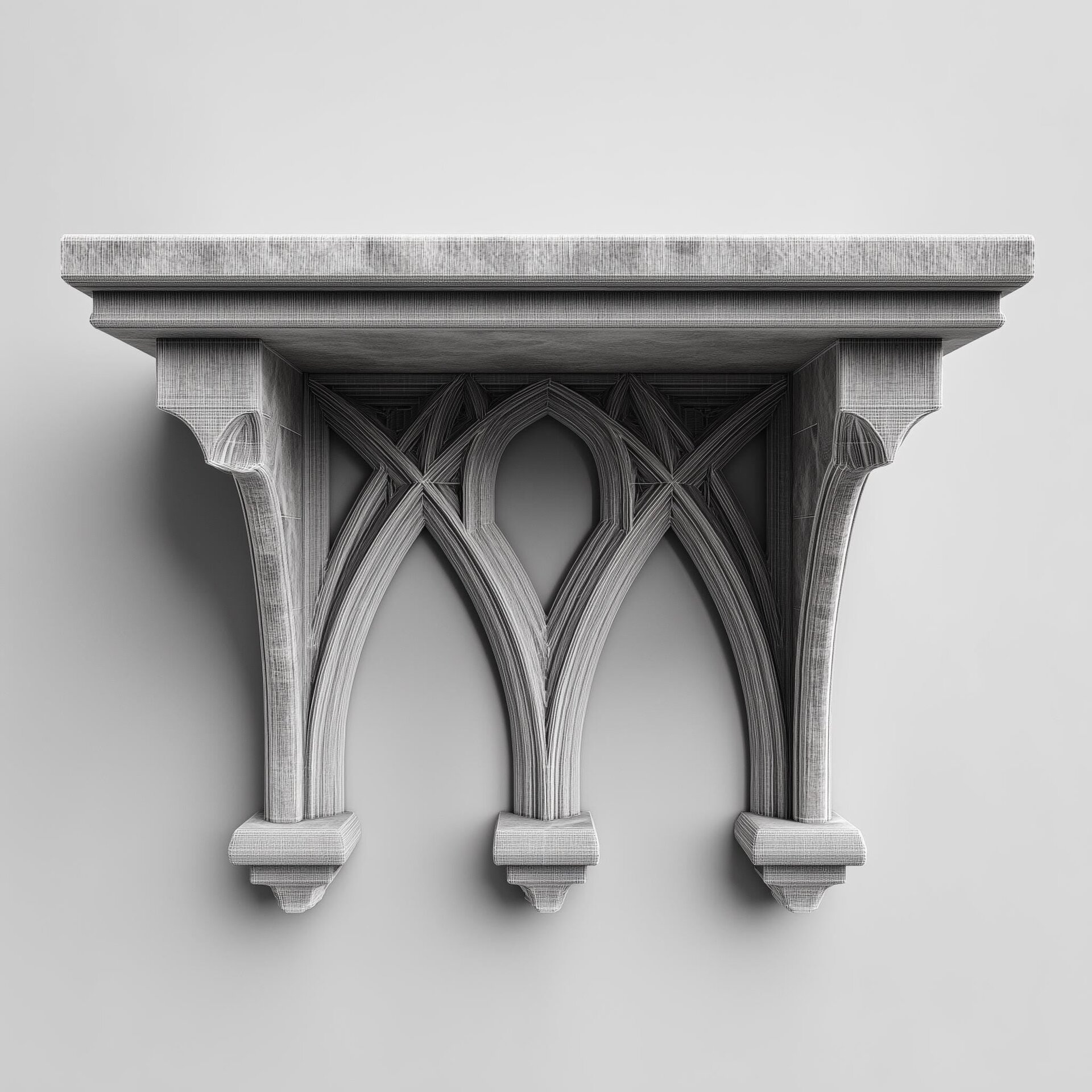 Étagère Murale Arc Gothique Imprimée en 3D | Rebord Flottant Cathédrale Médiévale | Décoration Dark Fantasy pour Bougies, Cristaux et Icônes