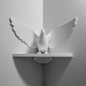 Étagère d'Angle Colombe Imprimée en 3D | Niche de Prière Flottante Minimaliste | Décoration Murale Spirituelle Moderne pour Couloir et Salon