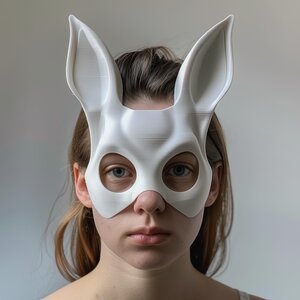 Masque de lapin imprimé en 3D | Masque de lapin minimaliste pour adultes | Accessoire unique de cosplay animal et de costume d'Halloween