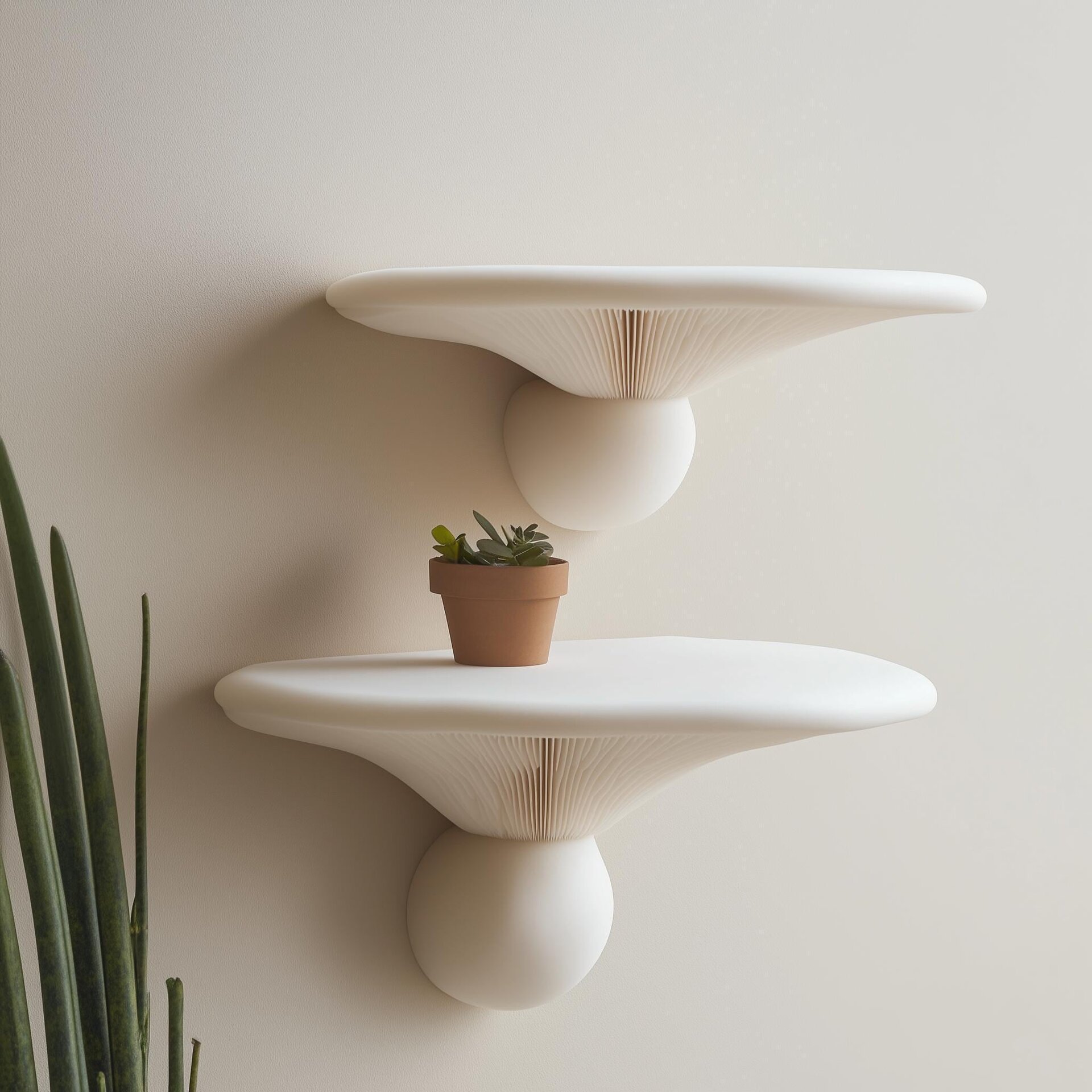 2x Étagères Murales Champignon | Étagères Imprimées en 3D Inspirées du Champignon de Miel | Duo d'Étagères Flottantes Sculpturales