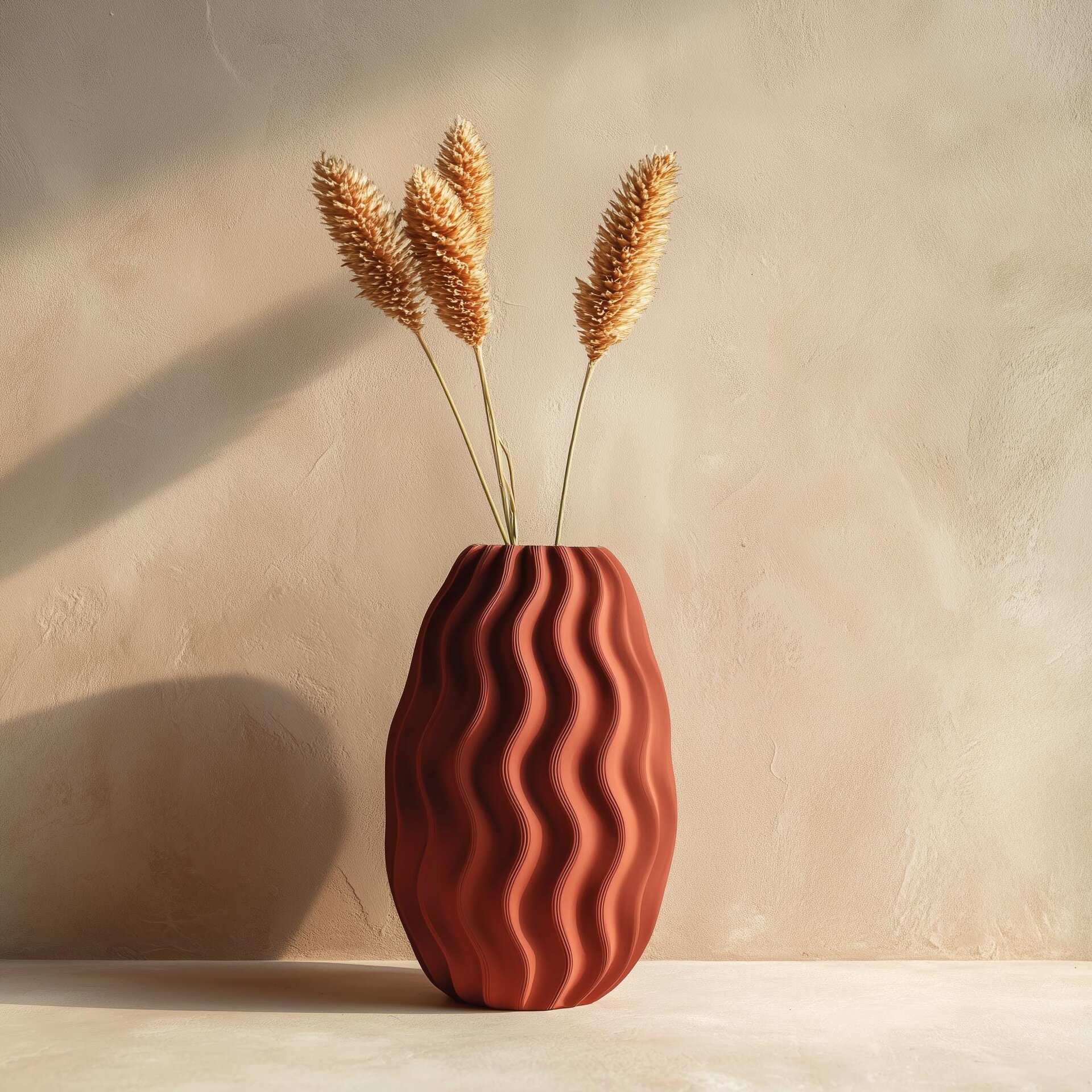 Vase Ondulé Imprimé en 3D | Vase Moderne Style Terracotta | Vase Organique Minimaliste