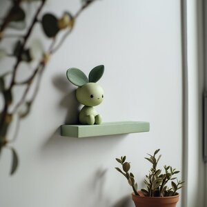 Étagère Murale Lutin des Feuilles Imprimée en 3D | Rebord Flottant Personnage Minimaliste | Accent Décoratif Inspiré de la Nature pour Intérieurs Chaleureux