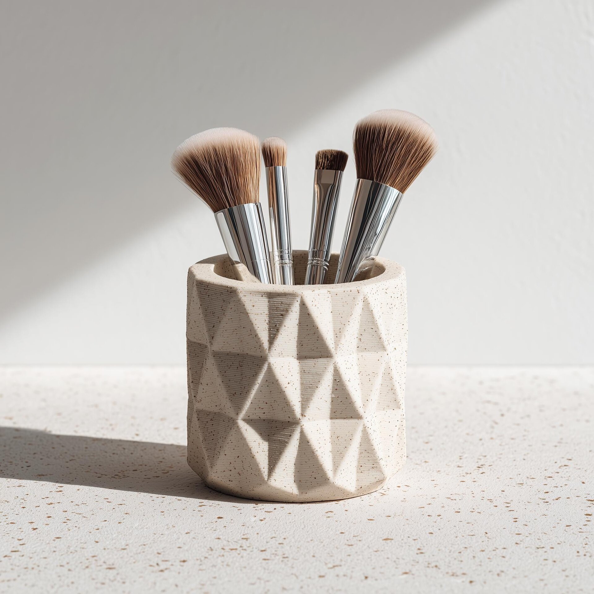 Porte-Pinceaux de Maquillage | Organisateur de Bureau Géométrique | Pot à Crayons Imprimé en 3D