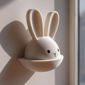Décoration Murale Lapin Imprimée en 3D | Vide-poche Mural Minimaliste Tête de Lapin | Accent Mignon pour Entrée et Chambre d'Enfant
