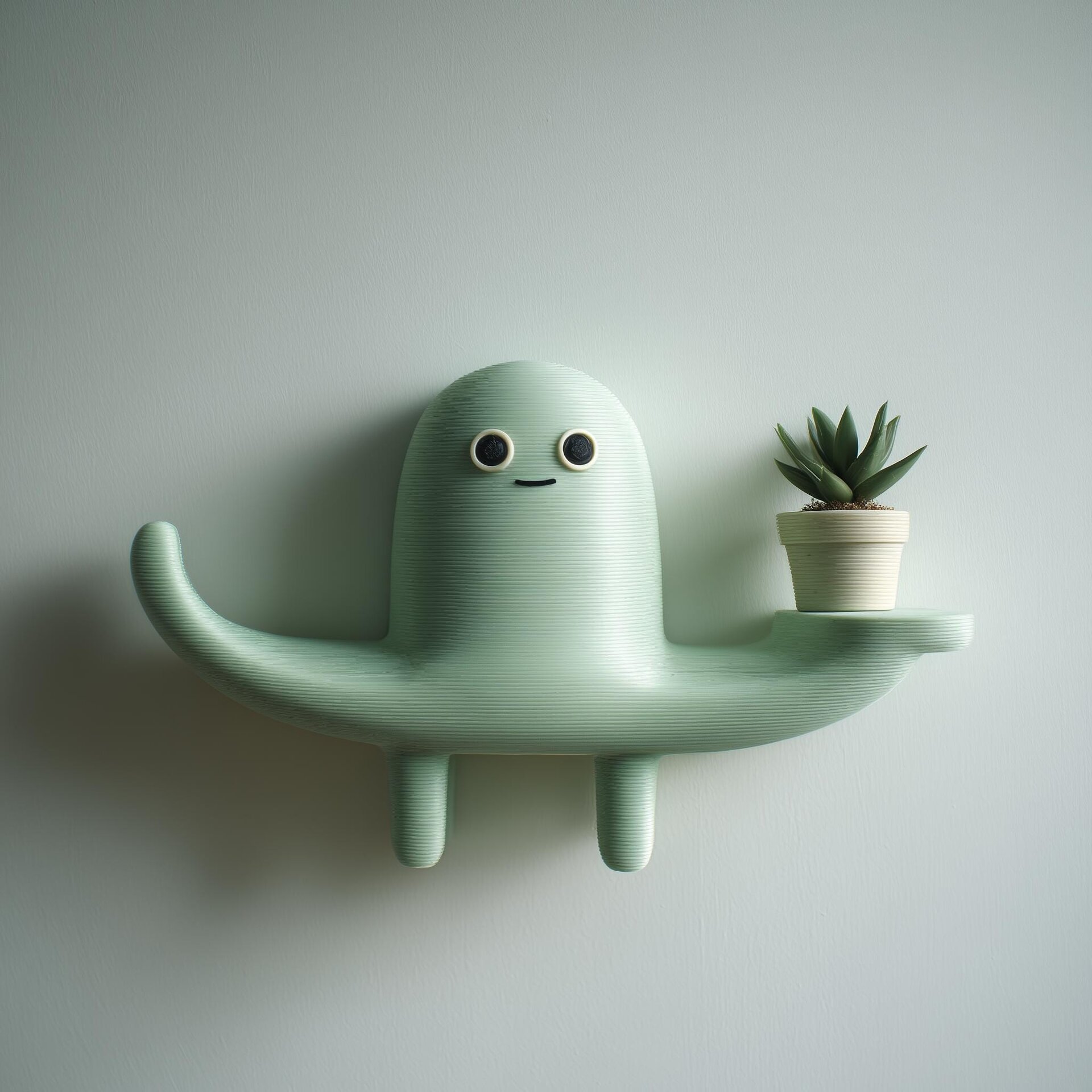 Étagère Murale Créature Imprimée en 3D | Étagère Flottante Petit Monstre Mignon pour Mini Plantes | Décoration Murale Ludique pour Chambre d'Enfant