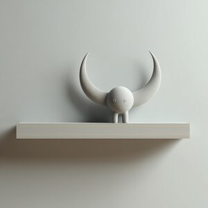 Étagère Créature Cornue Imprimée en 3D | Rebord Flottant Fantasy Minimaliste | Accent Décoratif Mignon pour Chambre, Setup Gaming ou Bureau