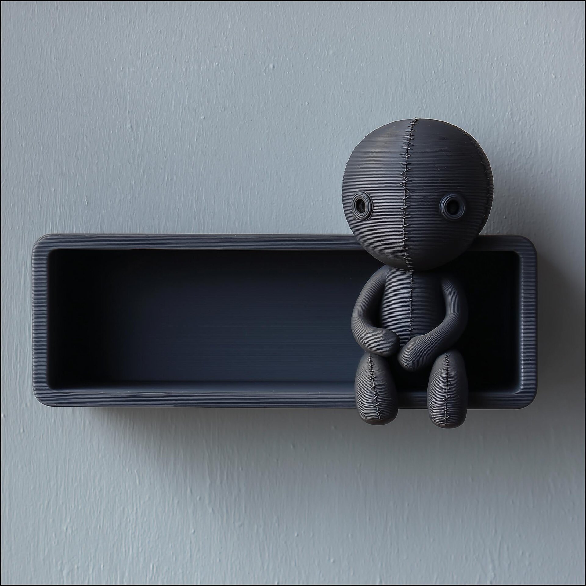 Étagère Murale Poupée Cousue Sinistre Imprimée en 3D | Rebord Flottant Dark Fantasy | Décoration Murale Gothique pour Chambre, Salle de Jeux ou Bureau Chaleureux