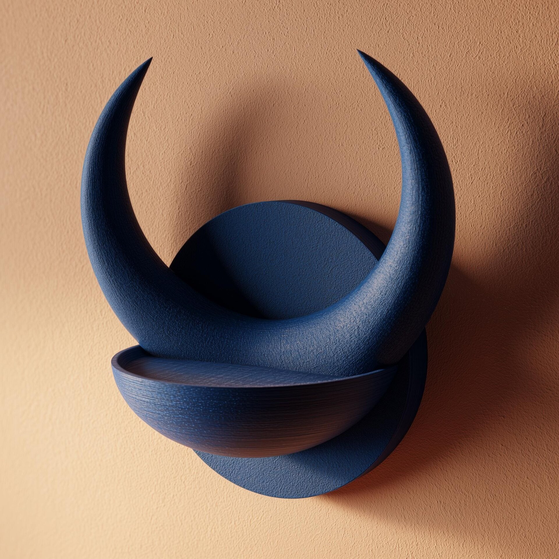 Coupelle Murale Cornue Imprimée en 3D | Rebord Décoratif Flottant Corne de Croissant | Art Mural Fantasy Minimaliste pour Entrée, Chambre ou Salon