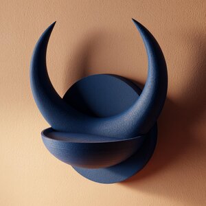 Coupelle Murale Cornue Imprimée en 3D | Rebord Décoratif Flottant Corne de Croissant | Art Mural Fantasy Minimaliste pour Entrée, Chambre ou Salon