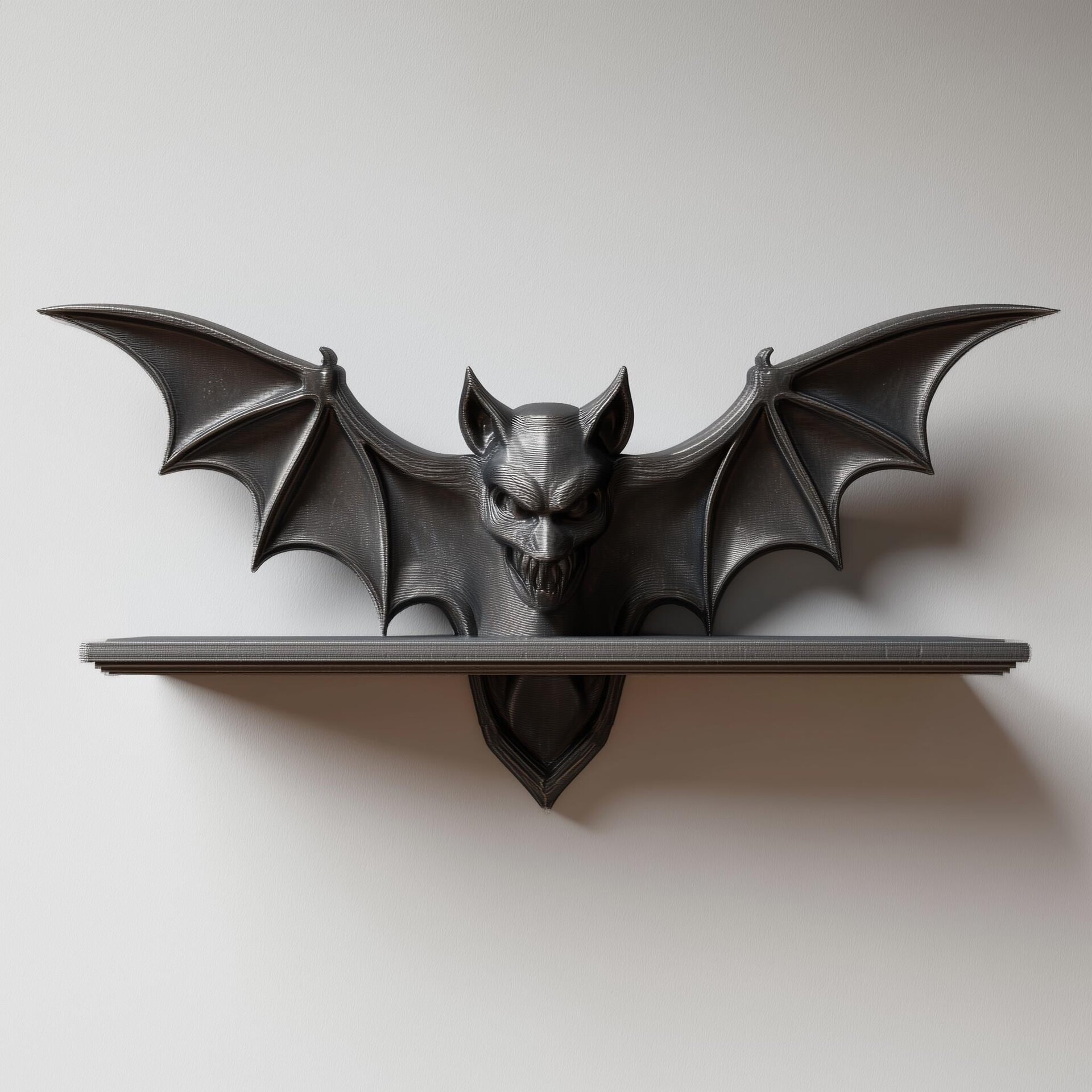 Étagère Murale Chauve-Souris Imprimée en 3D | Rebord Gothique pour Crânes, Bougies et Cristaux | Décoration Dark Fantasy Gargouille Horreur