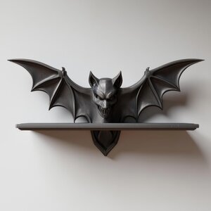 Étagère Murale Chauve-Souris Imprimée en 3D | Rebord Gothique pour Crânes, Bougies et Cristaux | Décoration Dark Fantasy Gargouille Horreur