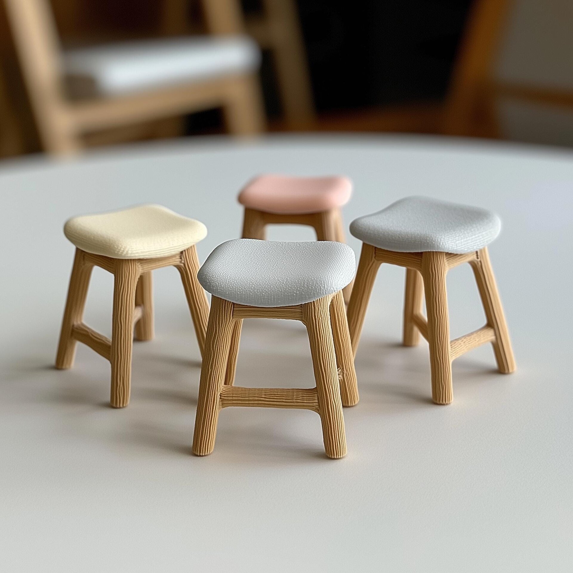 Tabouret de Maison de Poupée Échelle 1:12 Chaise Miniature | Meuble de Maison de Poupée Imprimé en 3D Décoration Maison de Poupée | Tabouret en Bois Miniature Petite Chaise de Collection