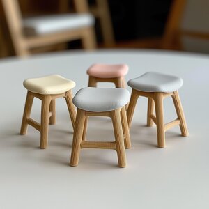 Tabouret de Maison de Poupée Échelle 1:12 Chaise Miniature | Meuble de Maison de Poupée Imprimé en 3D Décoration Maison de Poupée | Tabouret en Bois Miniature Petite Chaise de Collection