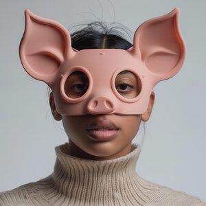 Masque de cochon imprimé en 3D | Masque animal minimaliste pour adultes | Accessoire unique de cosplay cochon et de costume d'Halloween