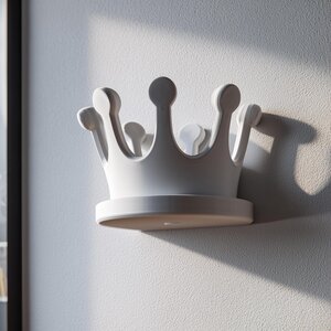 Étagère Murale Couronne Imprimée en 3D | Rebord Flottant pour Chambre d'Enfant | Accent Royal Minimaliste et Adorable pour Nurseries Chaleureuses