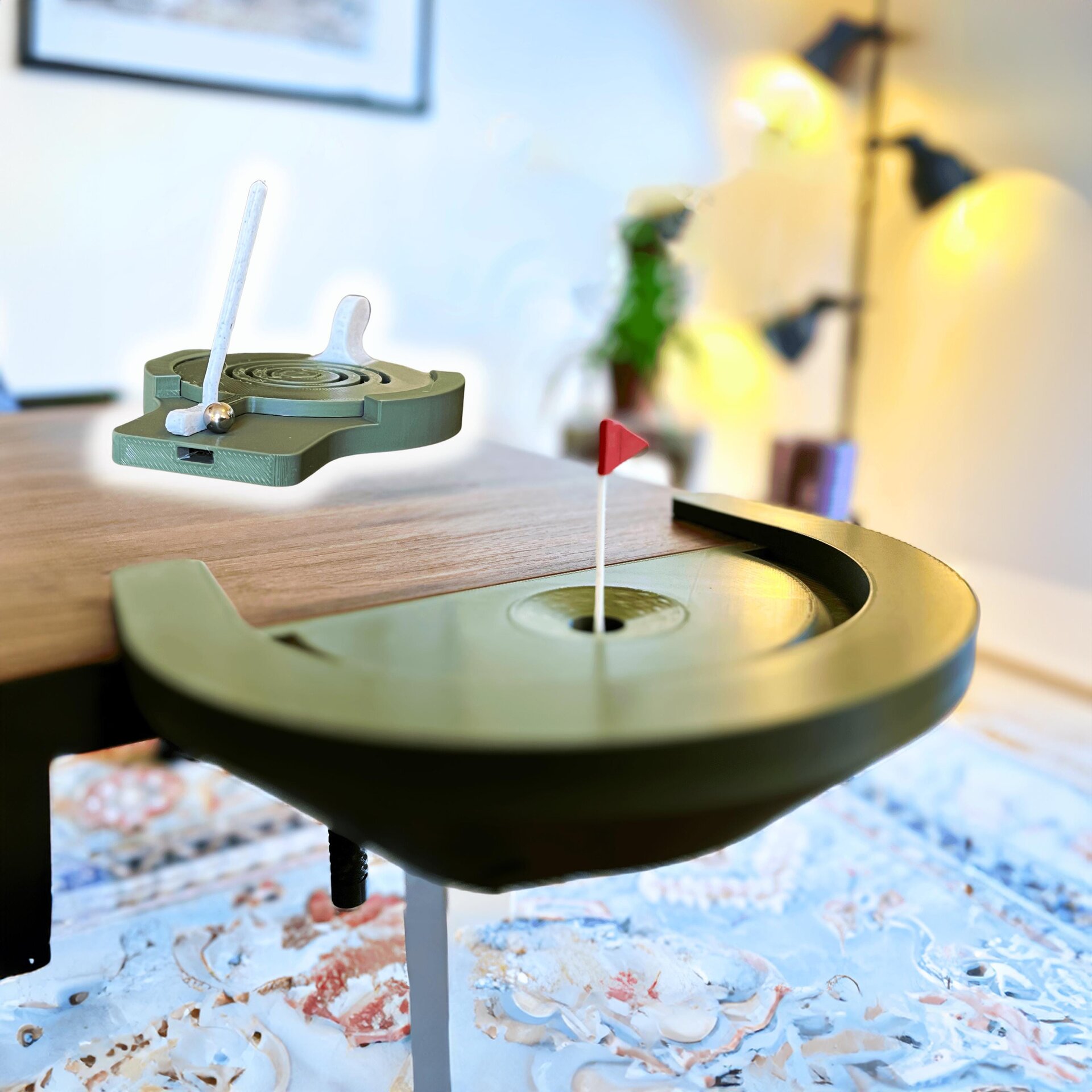 Jeu de Golf de Bureau | Mini Golf Imprimé en 3D pour Bureau | Cadeau Golf de Table Amusant pour Papa | Green de Putting Interactif avec Retour de Balle et Zone de Départ