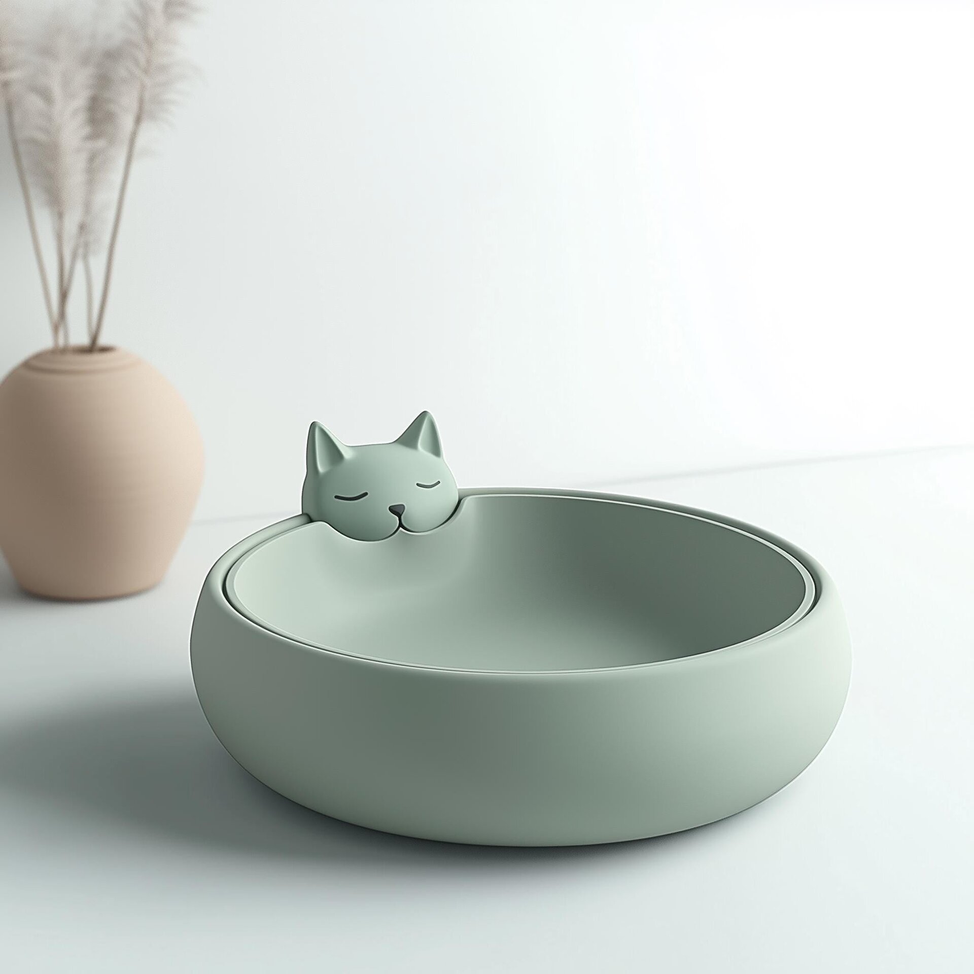 Gamelle pour Chat Imprimée en 3D Bol Alimentaire Adorable pour Chaton | Bol pour Animaux Moderne et Sympathique | Distributeur pour Chat Minimaliste Petit Bol d'Eau pour Animaux | Cadeau Unique Amoureux des Chats
