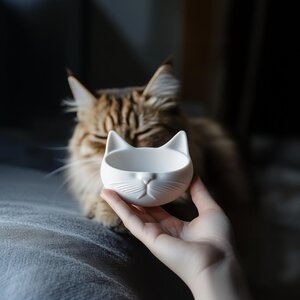 Gamelle pour Chat Imprimée en 3D | Bol Alimentaire Adorable pour Chaton | Distributeur pour Chat Moderne | Petit Bol d'Eau pour Animaux | Gamelle Chat Sympathique | Accessoire Cadeau Unique pour Animaux