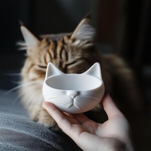 Gamelle pour Chat Imprimée en 3D | Bol Alimentaire Adorable pour Chaton | Distributeur pour Chat Moderne | Petit Bol d'Eau pour Animaux | Gamelle Chat Sympathique | Accessoire Cadeau Unique pour Animaux