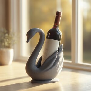 Porte-Bouteille de Vin Cygne pour Bouteilles Standard | Présentoir à Vin Animalier Élégant Imprimé en 3D pour Décoration de Cuisine et d'Étagère dans les Maisons Modernes