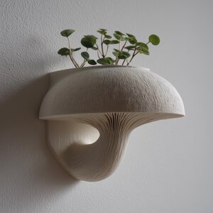 Étagère Murale Jardinière Champignon Imprimée en 3D | Décoration Fongique Sculpturale Flottante | Accent Mural Moderne Imprimé en 3D pour Intérieurs Cosy Inspirés de la Nature