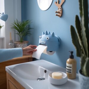 Porte-Papier Toilette Monstre à Piquants | Distributeur Mural Kawaii Imprimé en 3D | Décoration Mignonne de Salle de Bain, Organisateur Amusant, Cadeau pour Enfants