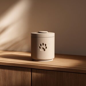 Urne commémorative pour animal imprimée en 3D | Urne de crémation cylindrique minimaliste avec empreinte de patte | Décoration commémorative moderne pour chiens ou chats