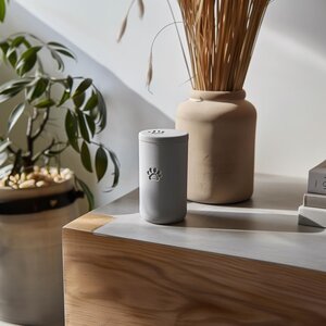 Urne à cendres pour animal avec empreinte de patte | Cylindre commémoratif minimaliste imprimé en 3D avec couvercle, pour tout animal | Décoration commémorative moderne, cadeau de sympathie