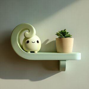 Étagère Murale Spirale Kawaii Imprimée en 3D | Rebord Flottant Minimaliste en Spirale pour Plantes | Accent Déco Mural Moderne pour Intérieurs