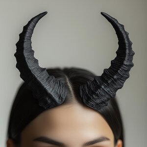 Cornes de Démon Texturées | Cornes de Cosplay Gothique Imprimées en 3D | Coiffe de Costume Fantastique