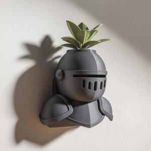 Étagère-Jardinière Murale Chevalier | Décoration Murale Armure Médiévale avec Pot Imprimée en 3D | Étagère Sculpturale Fantastique pour Plantes, Intérieurs Modernes