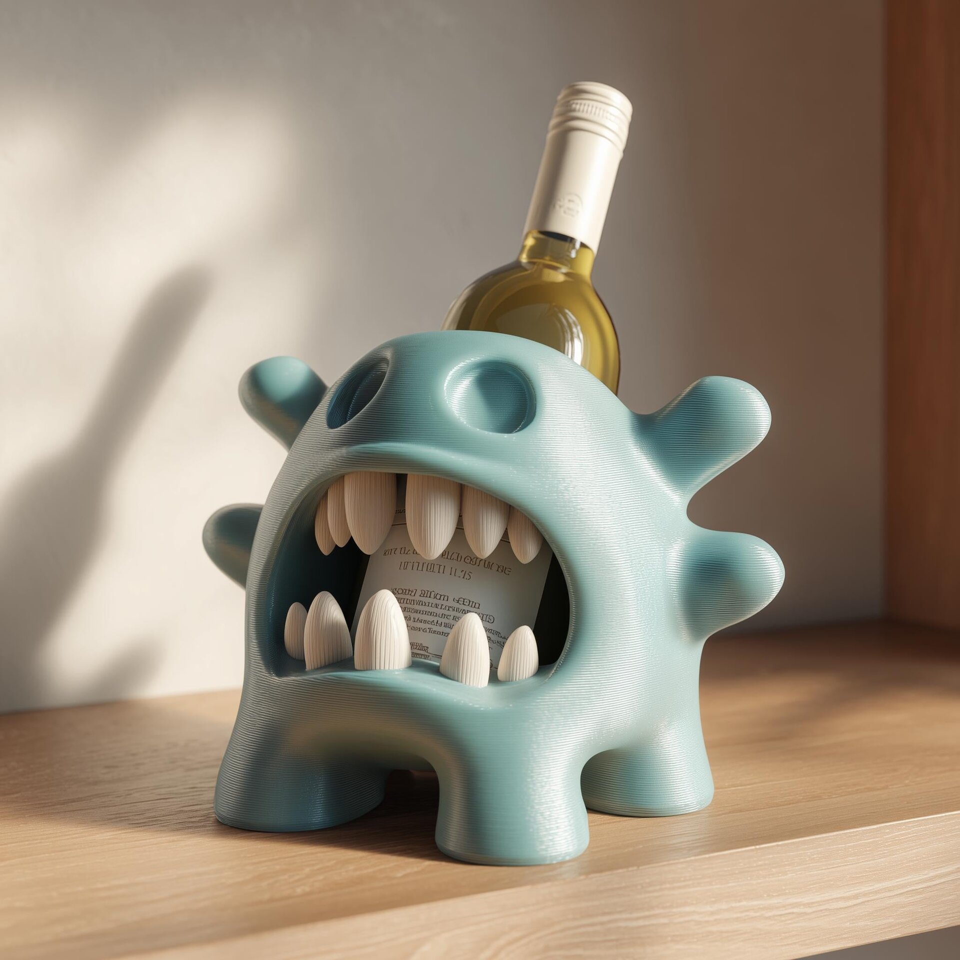 Porte-Bouteille de Vin Monstre pour Bouteilles Standard | Présentoir à Vin Créature Fantastique Imprimé en 3D pour Décoration de Bar Geek en Salle de Jeux