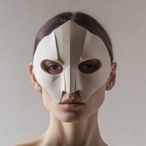 Masque Facial Géométrique | Demi-Masque de Bal Masqué Minimaliste Imprimé en 3D pour Costume et Cosplay | Art à Porter Futuriste, Accessoire de Festival, Soirée Unisexe