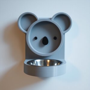 Cadre Support Mural Gamelle Koala | Mangeoire Surélevée Mignonne Imprimée en 3D pour Chat ou Petit Chien | Décoration Station de Repas Kawaii