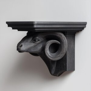 Étagère Murale Tête de Bélier Imprimée en 3D | Console Flottante Zodiaque Bélier | Décoration Animalière pour Intérieurs Gothiques, Passionnés d'Astrologie et Murs d'Exception