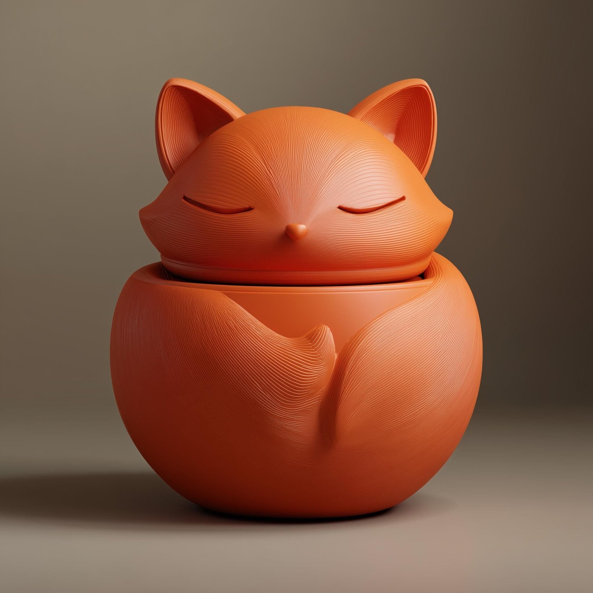 Urne Commémorative Renard avec Couvercle | Boîte Souvenir Imprimée en 3D pour Cendres d'Animaux, Décoration d'Étagère Paisible et Accent Chaleureux pour la Maison
