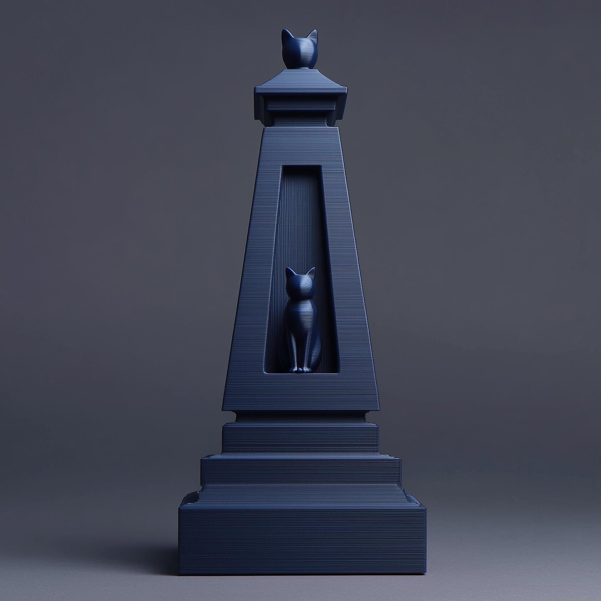 Urne commémorative obélisque pour chat | Souvenir de crémation gothique minimaliste imprimé en 3D avec fenêtre chat | Décoration commémorative moderne pour animal, cadeau de sympathie pour la perte d'un animal