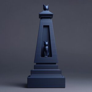 Urne commémorative obélisque pour chat | Souvenir de crémation gothique minimaliste imprimé en 3D avec fenêtre chat | Décoration commémorative moderne pour animal, cadeau de sympathie pour la perte d'un animal