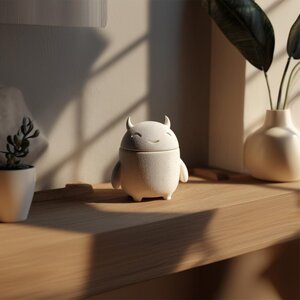 Urne Commémorative Petit Monstre Endormi avec Couvercle | Boîte Souvenir Imprimée en 3D pour Cendres d'Animaux, Décoration d'Étagère Paisible et Accent Commémoratif pour la Maison