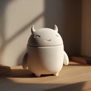 Urne Commémorative Petit Monstre Endormi avec Couvercle | Boîte Souvenir Imprimée en 3D pour Cendres d'Animaux, Décoration d'Étagère Paisible et Accent Commémoratif pour la Maison