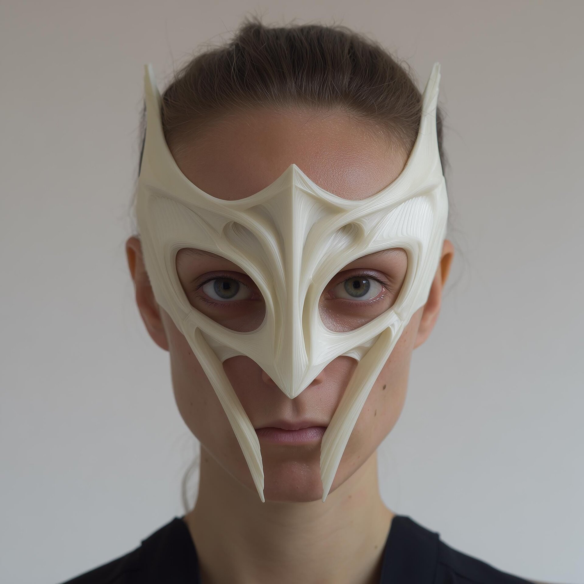 Masque Facial Ailé Fantasy | Demi-Masque Cosplay Sculptural Imprimé en 3D avec Crocs Allongés | Art à Porter pour Bal Masqué, Accessoire de Costume de Festival