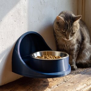 Support Mural pour Gamelle Animal | Mangeoire Surélevée Minimaliste Imprimée en 3D pour Chat ou Petit Chien | Station de Repas Flottante Moderne (Gamelle Non Incluse)
