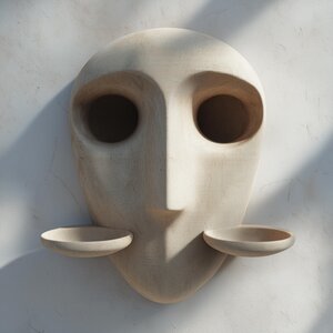 Décoration Murale Visage Minimaliste avec Coupelles Amovibles | Étagère Sculpturale Masque Imprimée en 3D | Accent Artistique Moderne pour Intérieurs Contemporains