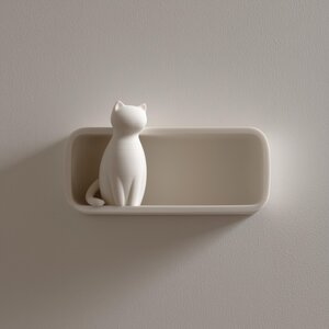 Étagère Murale Imprimée en 3D Chat Minimaliste | Présentoir Étagère Flottante Sculptural | Accent Déco Murale Moderne pour Livres, Plantes et Intérieurs Cosy