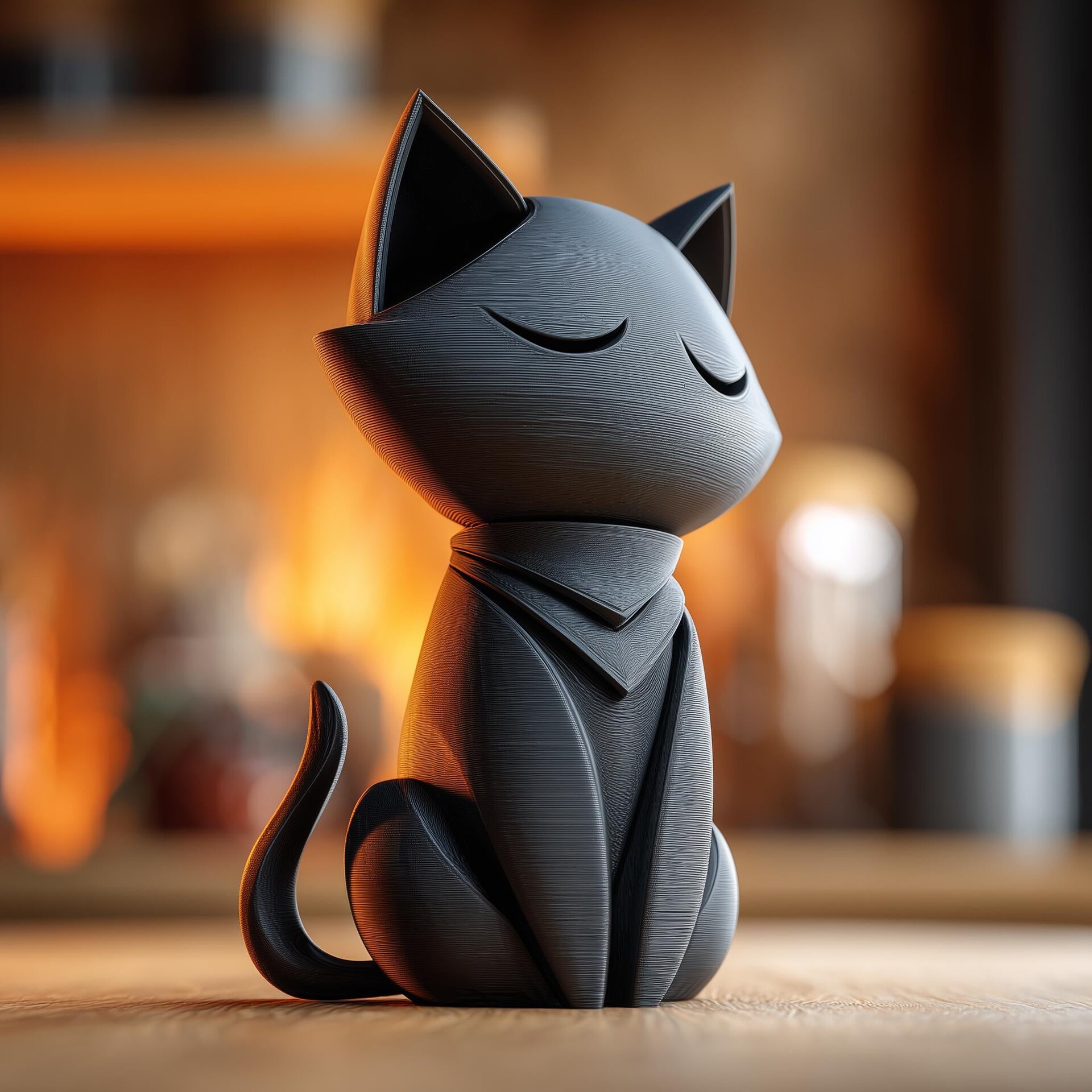 Urne Commémorative Chat Endormi avec Couvercle | Boîte Souvenir Imprimée en 3D pour Cendres de Chat | Décoration d'Étagère et Hommage