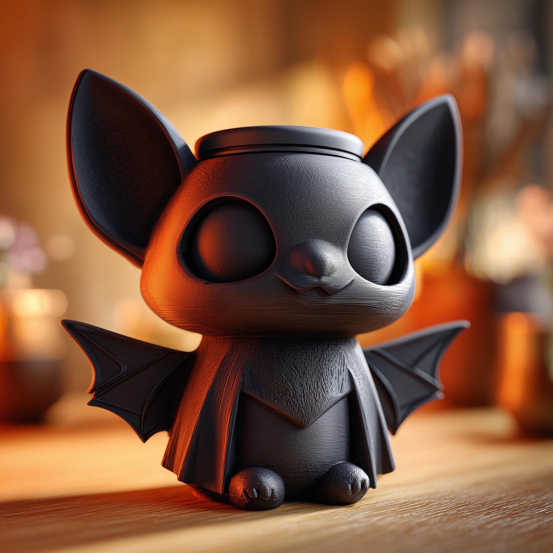 Urne Commémorative Chauve-Souris avec Couvercle | Boîte Souvenir Imprimée en 3D pour Cendres d'Animal | Décoration Gothique d'Étagère et Hommage d'Halloween