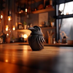 Urne Commémorative Corbeau avec Couvercle | Boîte Souvenir Imprimée en 3D pour Cendres d'Oiseau | Décoration Gothique d'Étagère et Accent Hommage
