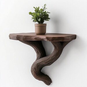 Étagère Arbre Imprimée en 3D | Étagère Murale Flottante à Motif de Vigne | Support à Plantes Rustique