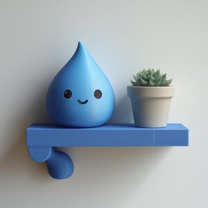 Étagère Murale Goutte d'Eau Imprimée en 3D | Rebord Flottant Minimaliste au Design Personnage | Accent Déco Mignon et Moderne pour Chambres d'Enfants